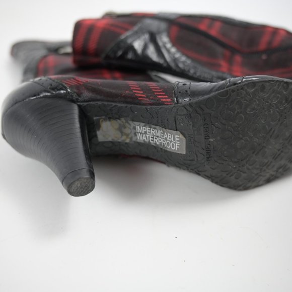 Brazillian Heeled boots, half leather, red and black - Picture 3 of 9